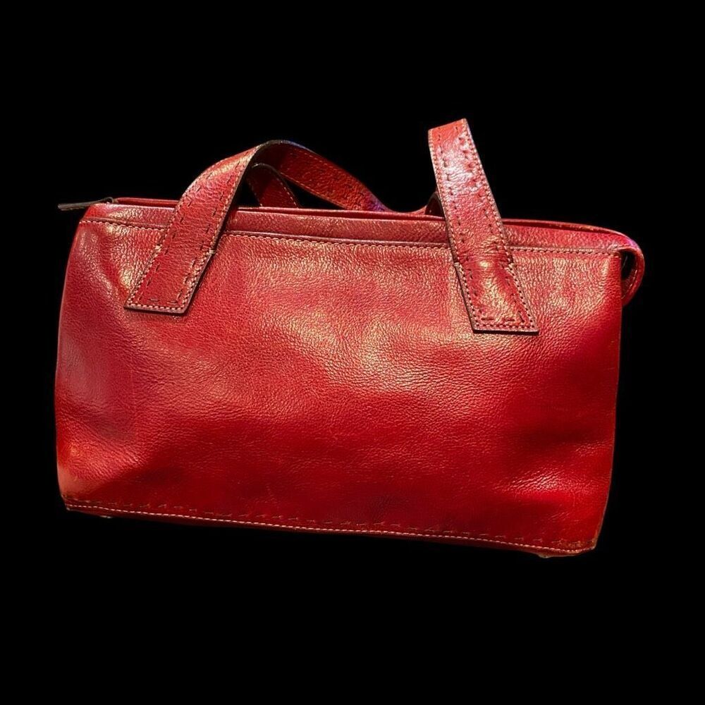 Fossil Sedona Glossy Red Leather Y2K Handbag Shoulder Tuck